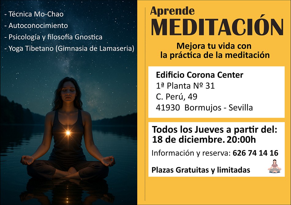 Sevilla: Relajación, concentración y meditación en Bormujos, las claves para el despertar de la conciencia